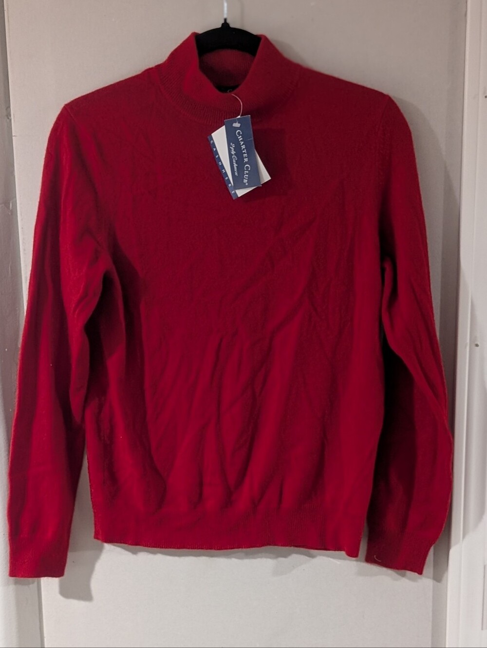 NWT- 100 Percent Cashmere - Charter Club Women’s Red Turtleneck Sweater